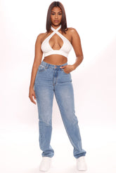 Keep It Cute Non Stretch Straight Leg Jeans - Medium Blue Wash Ins Street